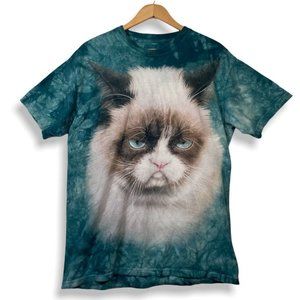 Grumpy Cat The Mountain Blue Tie-Dye Graphic T-Shirt - Size Medium